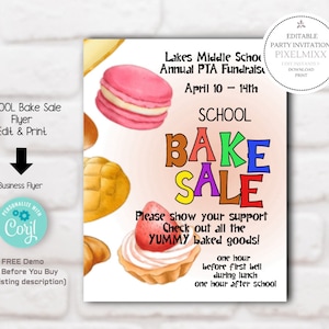 EDITABLE Bake Sale & Volunteer Request, Easy To Edit, Great School, Club or Church Bake Sales, Fully Text Editable, Instant Download Flyer