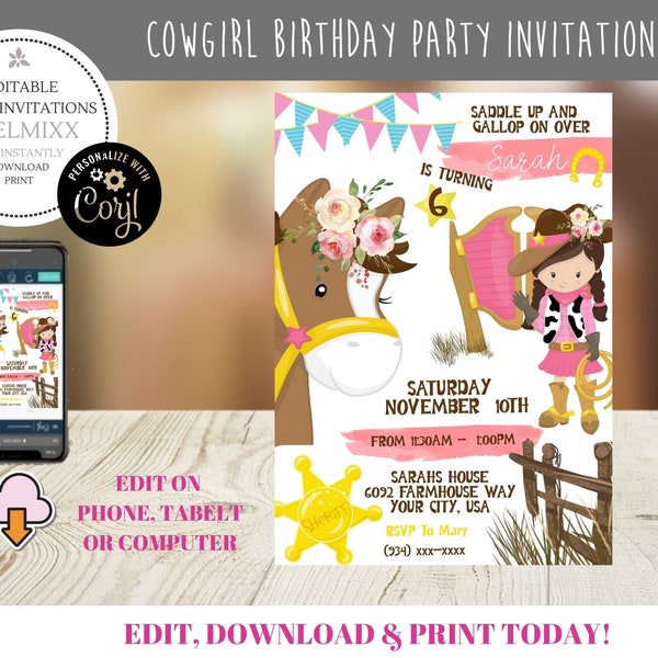 Pink Cowgirl Invite - Etsy