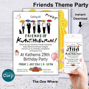 Friends Birthday Party Invitation: Editable Template (Digital Download)