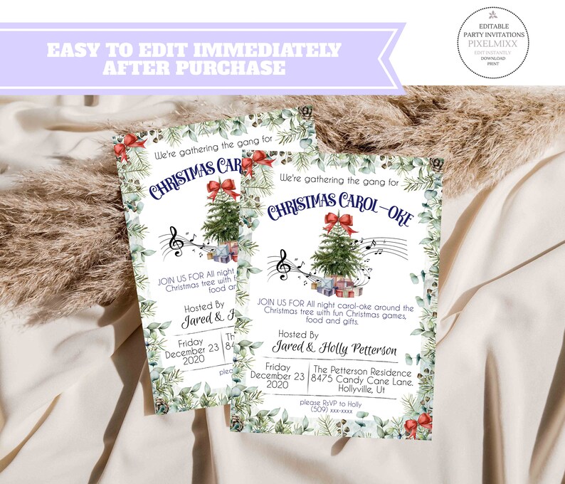 Christmas Carol-oke Party Invitation Printable Holiday Party - Etsy