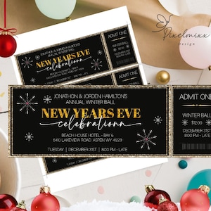 Ticketvorlage Event-Einladung Bearbeitbare Ticketvorlage Funktioniert für jede Veranstaltung, Silvestertickets, Kinokarte, Geburtstagspartyticket