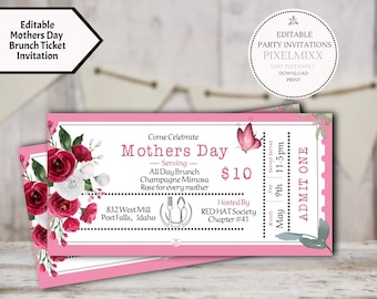 Invitación floral para el brunch del Día de la Madre: Plantilla editable
