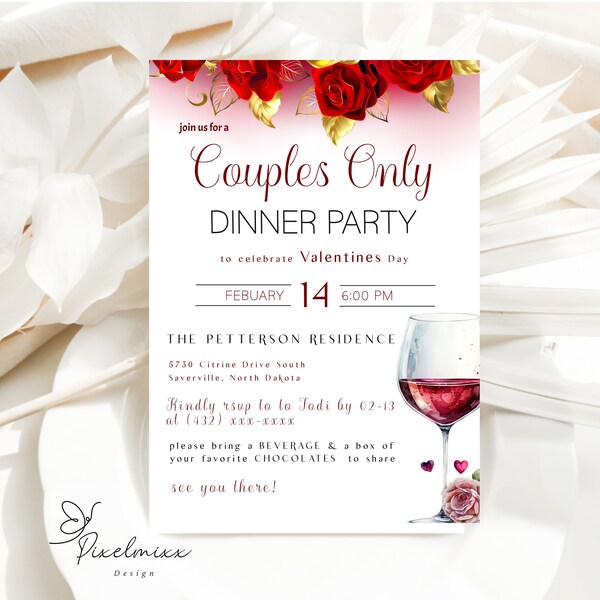 Valentine Dinner Printable Invitation - Etsy