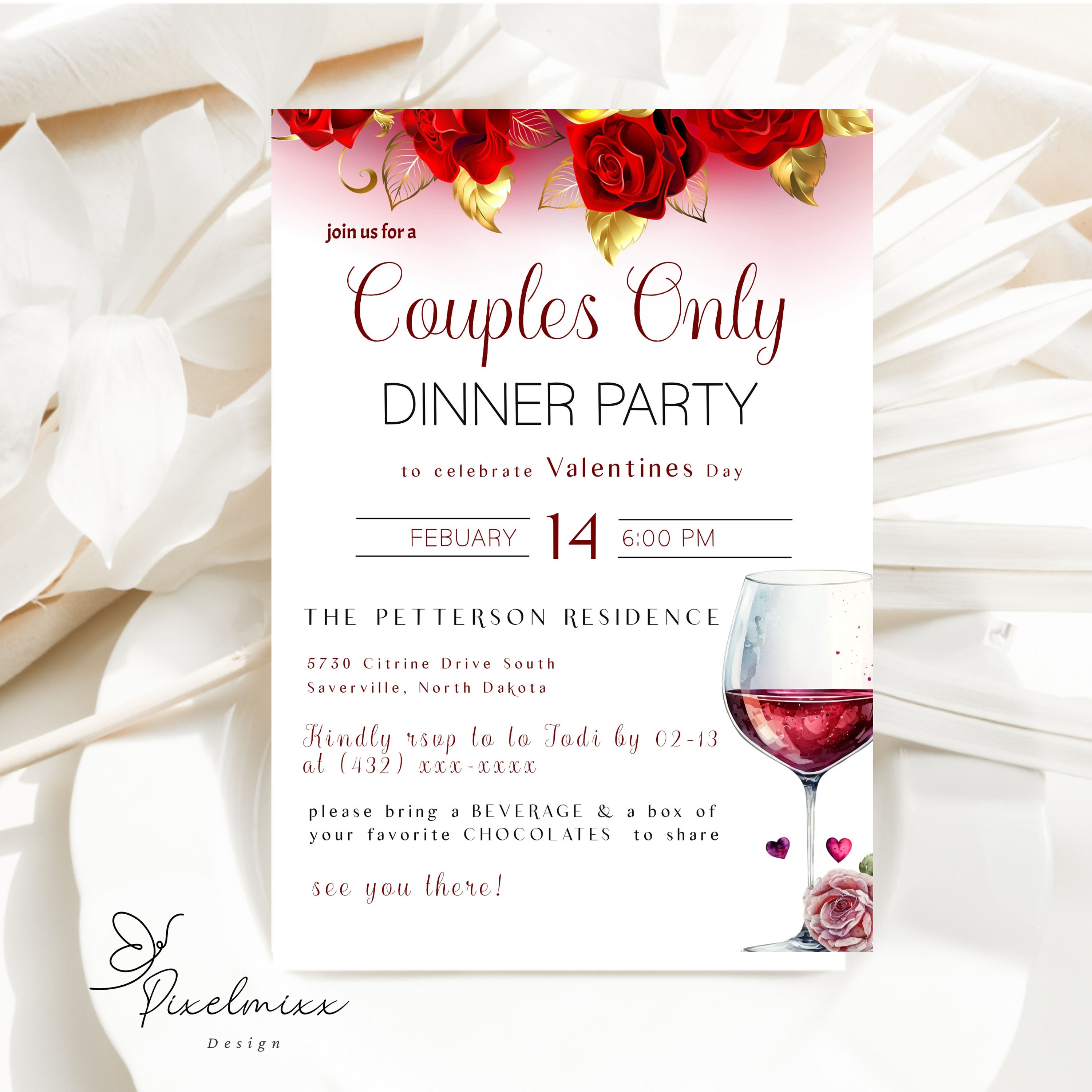 Valentine's Couples Dinner Party Invitation: Editable Event Invite - Etsy