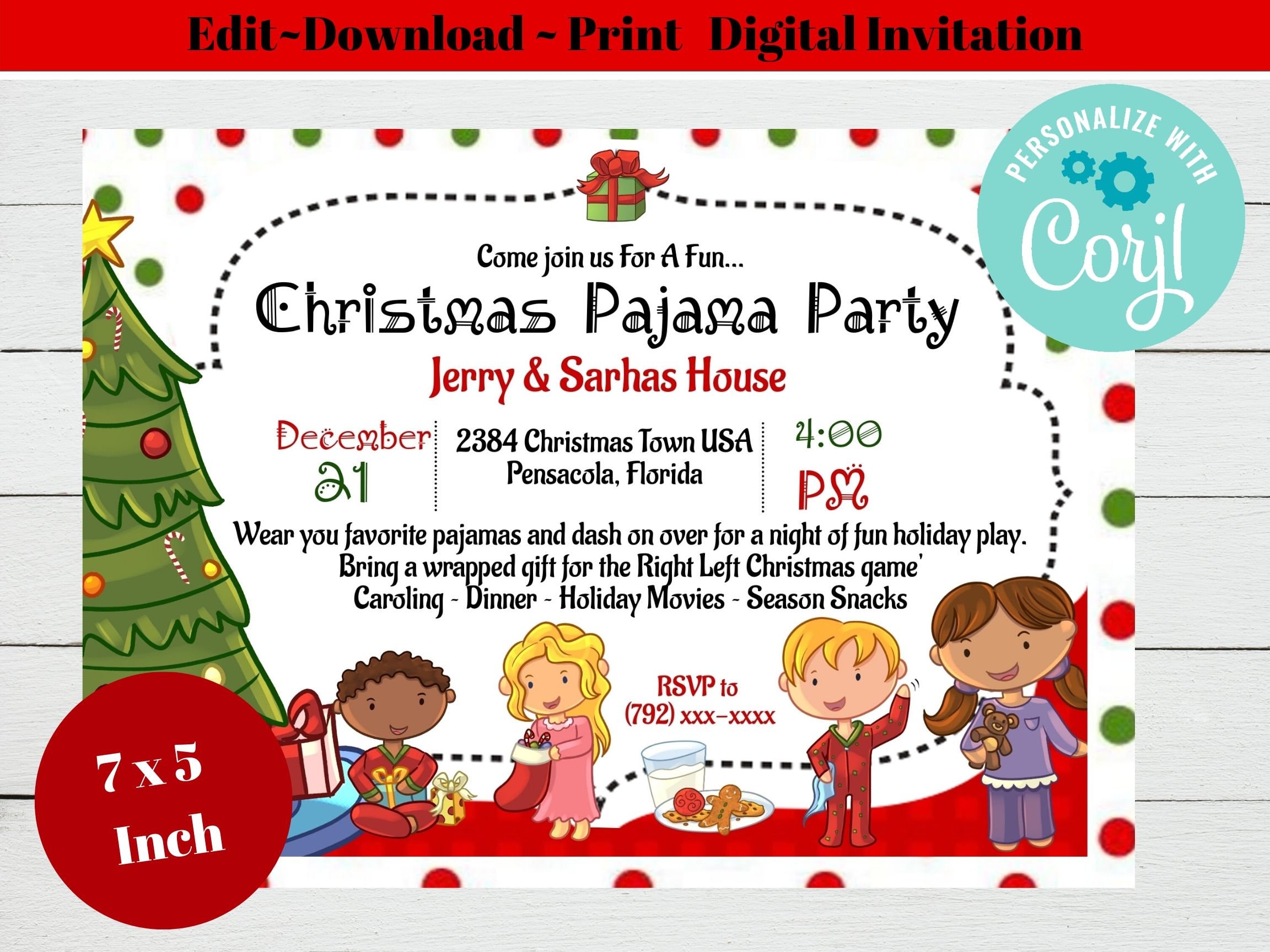 Christmas Party Invitations Christmas Supplies Kids Etsy
