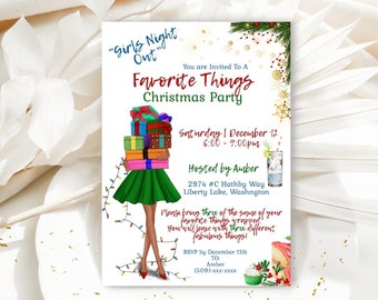 EDITABLE 'Girls Night Out" Favorite Things Christmas Party Invitation, Super Fun Christmas Party Idea, Easy Edit & Print Instant Download!