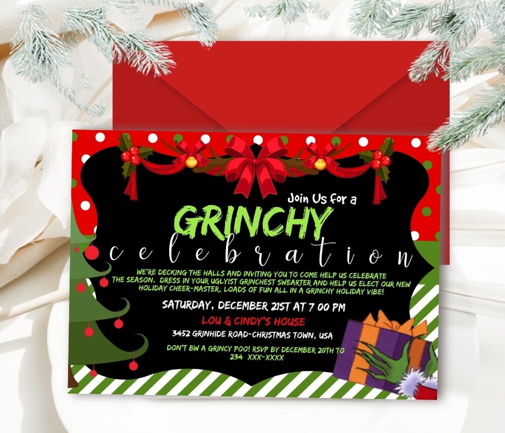 20 Hässliche-Weihnachtspullover Party-Einladungen Mit Umschlägen – A6 Format, Beidseitig Bedruckt
