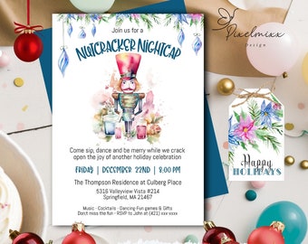 Printable Christmas Party Invitation Nutcracker Nightcap Holiday Party Invite Instant Download Unique New Design Party Theme, Edit & Print