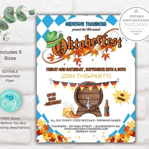 Printable Oktoberfest Business Flyer Template, German Party Celebration Invite, Editable Invitation Poster, Edit & Download now, No Waiting!