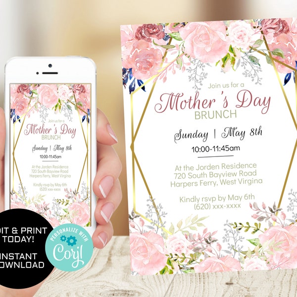 Mothers Day Invitation Template Etsy Mothers Day Invitation Template Etsy