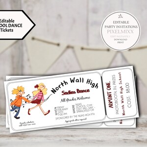 Editable Ticket Template, Sadie Hawkins Dance Tickets, Edit and Print Instant Download Printable PDF Tickets, Edit & Print Now - No Waiting!