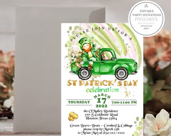 Printable St. Patrick's Day Party Invitation, All Text Is Editable, Instant Download, Edit-Download-Print, Edting Link Emailed To You-EASY!!