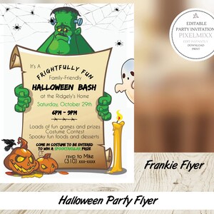 Halloween Party Invitation Flyer, Edit & Print Event Flyer, Halloween Party Flyer + Invitation is an Instant Download, Frankie Flyer Invite
