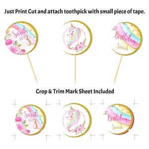 unicorn party cupcake toppers printable unicorn cupcake etsy