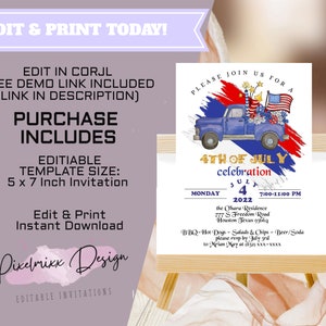 4th of July Party Invitation: BBQ Picnic, Editable (Digital Download) image 4