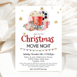 EDITABLE Christmas Movie Marathon Party Invitation, Edit & Print Christmas Party Invitation Template, Edit and Print Now - No Waiting!