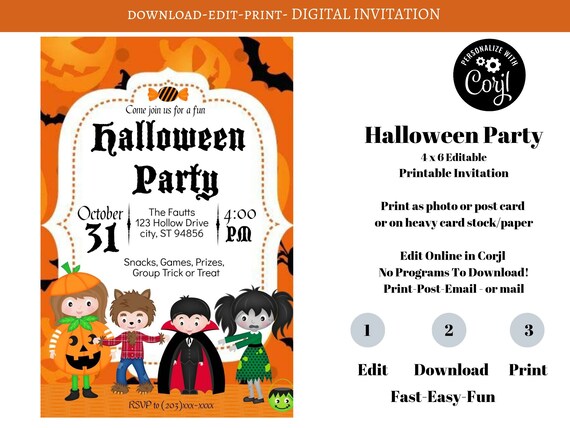 Halloween Party Einladungen Halloween Geburtstag Ladt Kinder Etsy