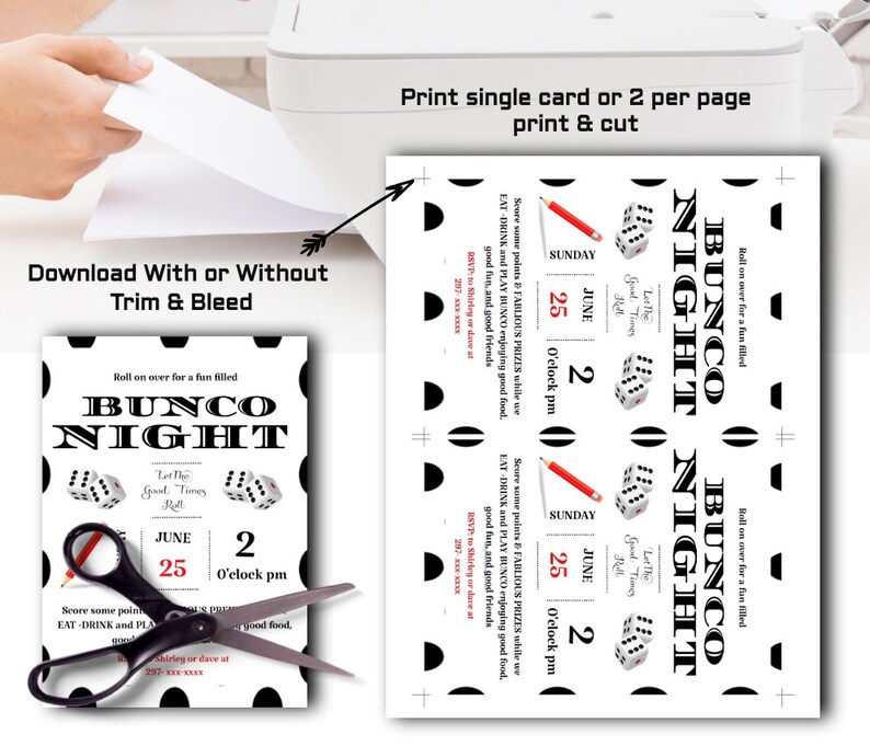 Printable Bunco Invitation With FREE Bunco Score Sheet Bunco - Etsy