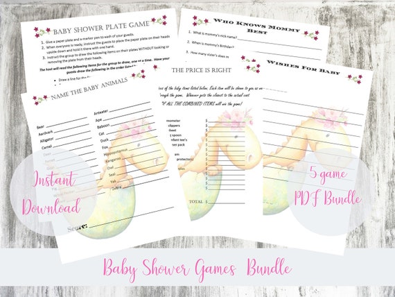 Dragon Baby Shower Games Baby Shower PDF Printable 5 Game - Etsy