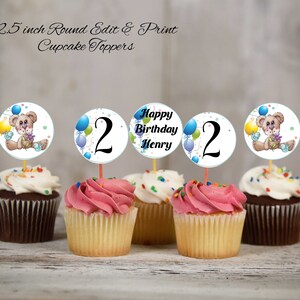 Printable-cupcake-toppers Adorable Bear Birthday Party Cake - Etsy