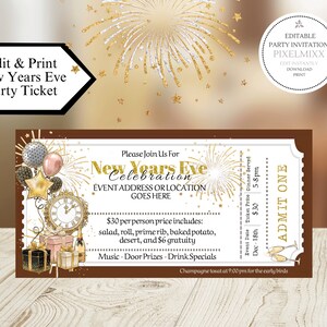 Silvester Party Tickets, Firmen Event Tickets, Business Party Tickets, Bearbeiten & Drucken Sofort Download, Kein Warten!