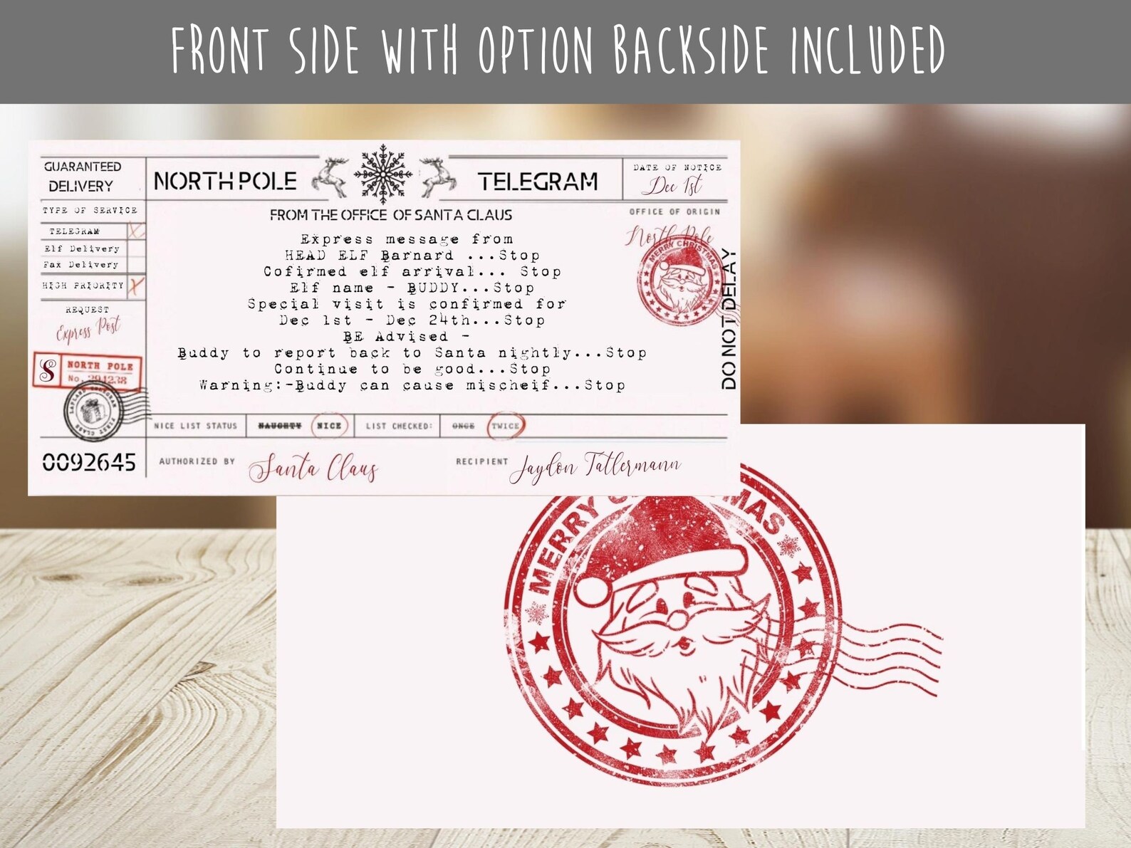 Elf Arrival Telegram Printable North Pole Telegram Edit and - Etsy