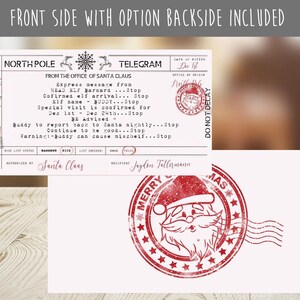 Elf Arrival Telegram, Printable North Pole Telegram, Edit and Print