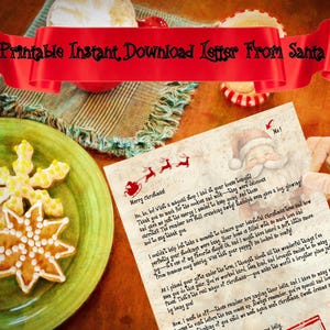 Carta de Papá Noel para imprimir Carta de Navidad personalizada PDF Descarga instantánea para niños Carta de Papá Noel para Nochebuena Descargar