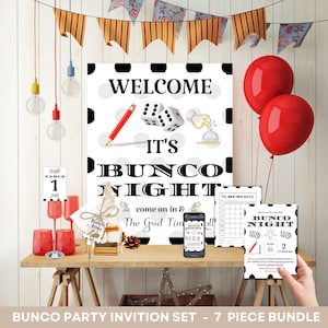 Bunco Party Printables with Score Sheet Editable Bunco Invitation Favor Tag Includes Bunco Game Set Bunco and How to Play Bunco Instructions