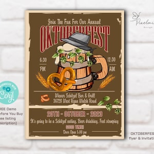 Oktoberfest Flyer, Invitation, and Poster Set, Edit & Print German Festival Templates, Great for Bavarian Theme Beer Party, Instant Download