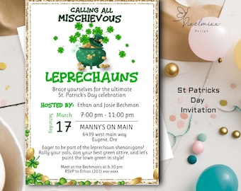 Printable St Patrick's Day Party Invitation: Editable Template (Digital Download)
