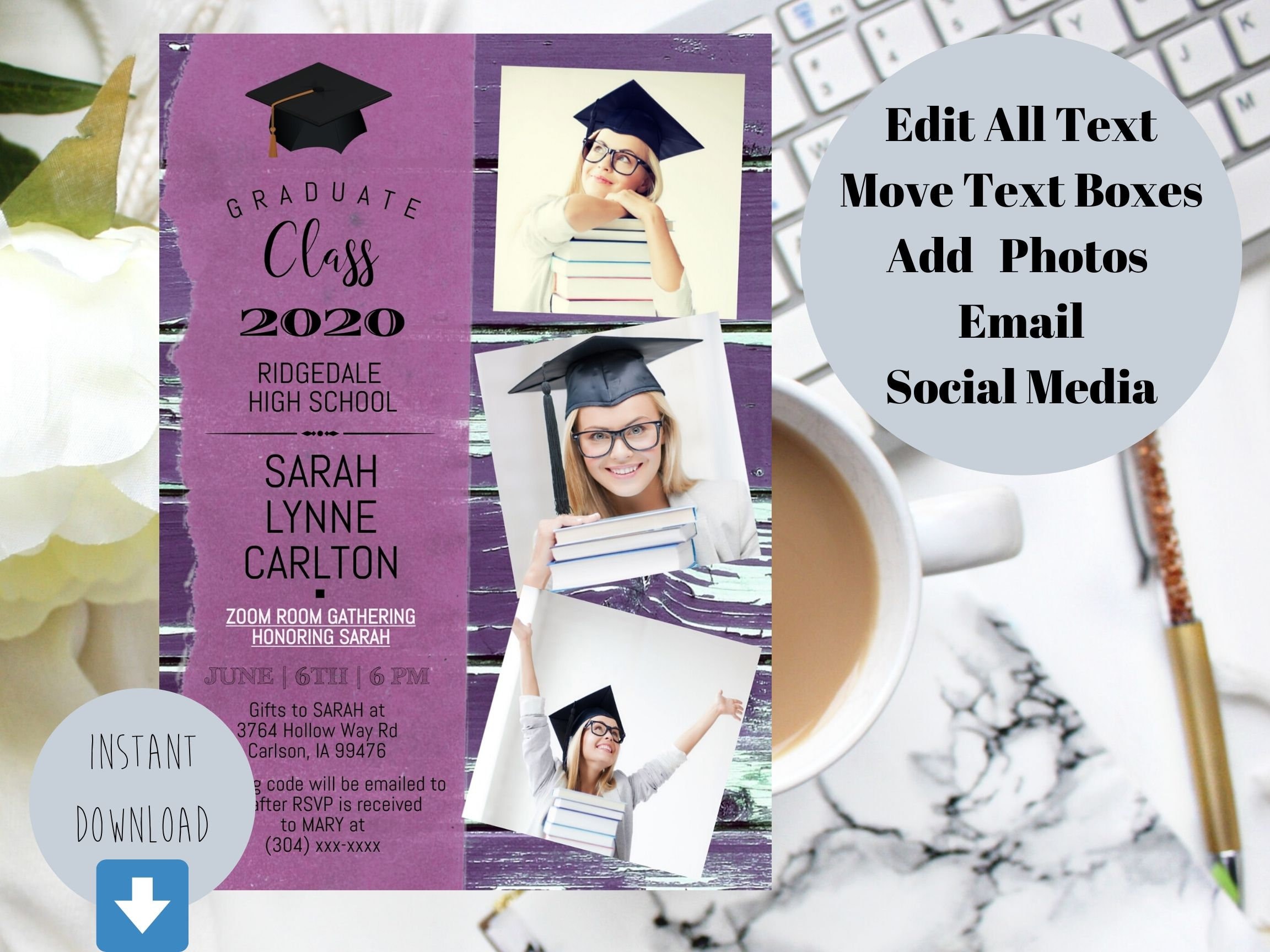 Virtual-graduation-invitation, Graduation Celebration Invite, Zoom ...