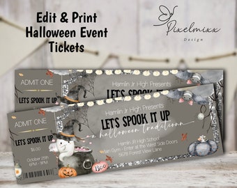 Editable Halloween Party Ticket Template (Digital Download)