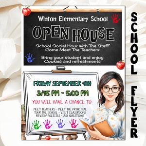 EDITABLE School Open House Flyer, Includes 2 Sizes, Easy To Edit, Download and Print PTO PTA Event Flyer Template, Meet The Teacher Flyer