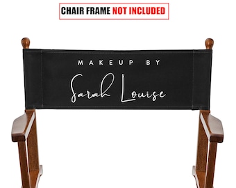 Black Personalized Replacement Back Canvas for Makeup Artist and Directors Chair with custom Text or Logo [ Personalized Backrest ]