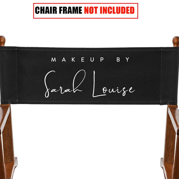 Black Personalized Replacement Back Canvas for Makeup Artist and Directors Chair with custom Text or Logo [ Personalized Backrest ]