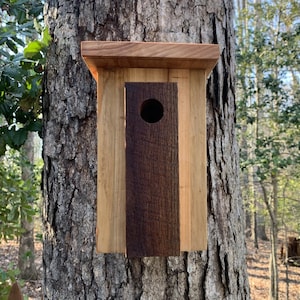 Handmade Rustic Modern Minimalist Birdhouse, Fully Functional Cyprus Bird Nesting Box, Contemporary Artistic Bird Box, Urban Bird Loft