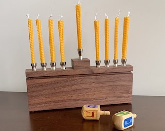 Handmade Contemporary Design Wooden Menorah, Modern Walnut Minimalist Hanukkah Menorah, Judaica Menorah, Kosher Menorah, Holiday Centerpiece