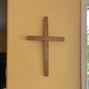 Medium-Sized Handmade Wooden Cross, Recycled Virginia Bourbon Oak Stave Cross, Whiskey Barrel Stave Cross, Christian Religious Cross Decor