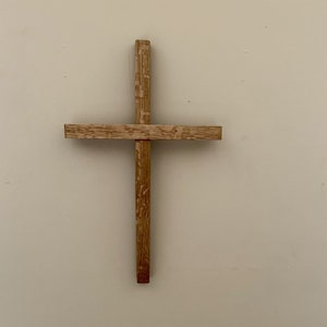 Medium-Sized Handmade Wooden Cross, Recycled Virginia Bourbon Oak Stave Cross, Whiskey Barrel Stave Cross, Christian Religious Cross Decor
