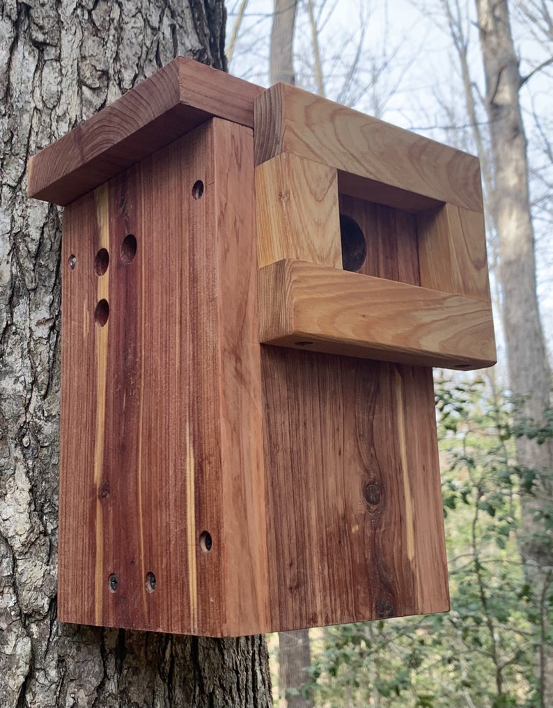 Handmade Cedar Birdhouse: Rustic Modern Nesting Box - Etsy