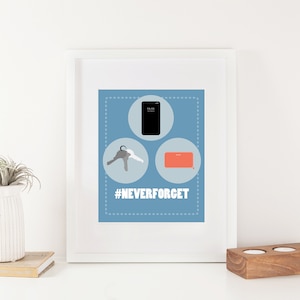 Phone Keys Wallet Print #neverforget - 8x10 INSTANT DOWNLOAD PRINT