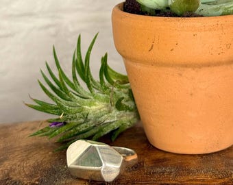 Sterling Silver Geode Ring, Unisex, Size: 5.5