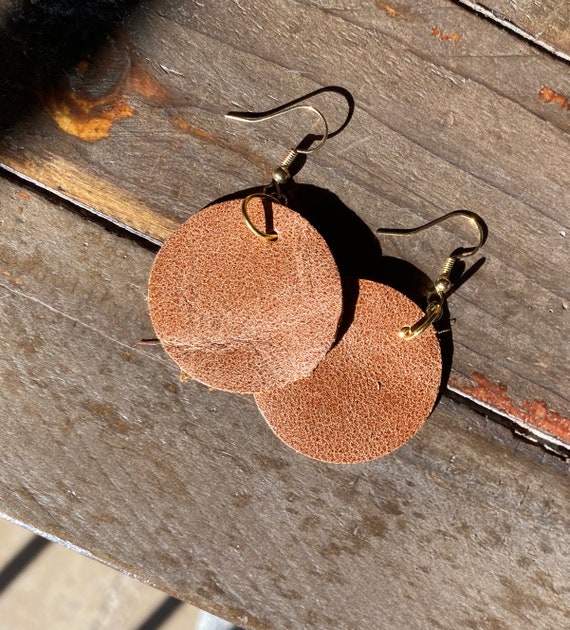 Circle leather earrings deals