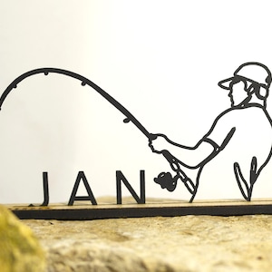 Angler silhouette | Gift for fishermen & anglers | Fishing wall decor | Minimalist wall art |