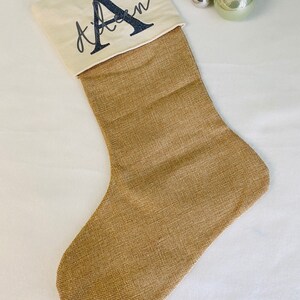 Santa stocking Santa boots customizable jute Name und Buchstabe