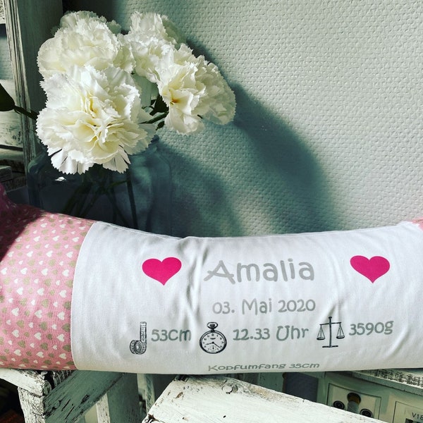 Geburtskissen (mit Gewicht und Größe des Babys) Birthpillow, personalisierbar