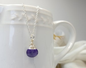 Amethyst Necklace, Sterling Silver Birthstone Pendant, February Birthday Gift, Birthstone Jewellery, Purple Accessories