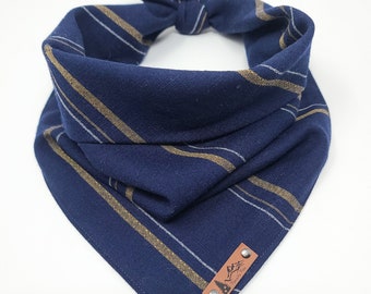 Dog Bandana "Starbuck" Special Edition Blue, and Gold lightweight Wool dog neck wear Dog clothes BoHo style
