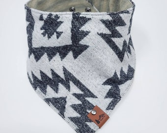 Dog Bandana "Izee" Wool Aztec Snap on style dog neck wear Dog clothes BoHo style